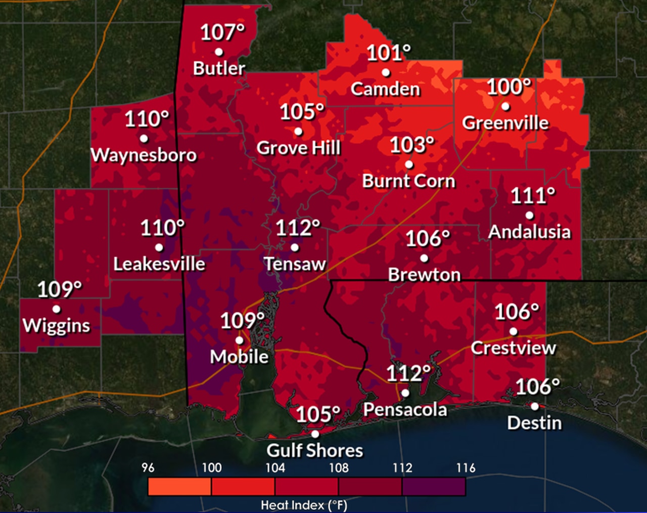 Excessive heat warning issued in coastal Alabama: heat index surpasses 100