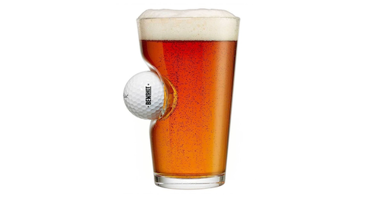 BenShot Pint Glass with Real Golf Ball