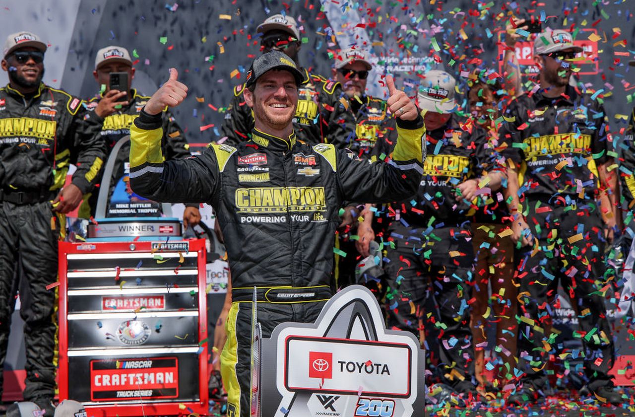 Grant Enfinger shares baby news after NASCAR victory