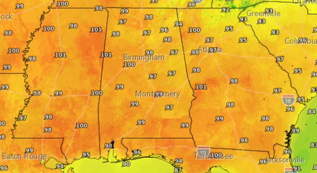 Heat index could approach 115 in Alabama on Friday