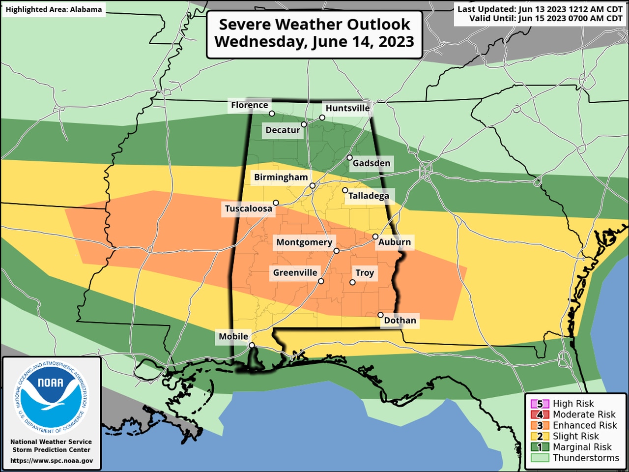 Level 2 risk for more severe storms Tuesday in Alabama