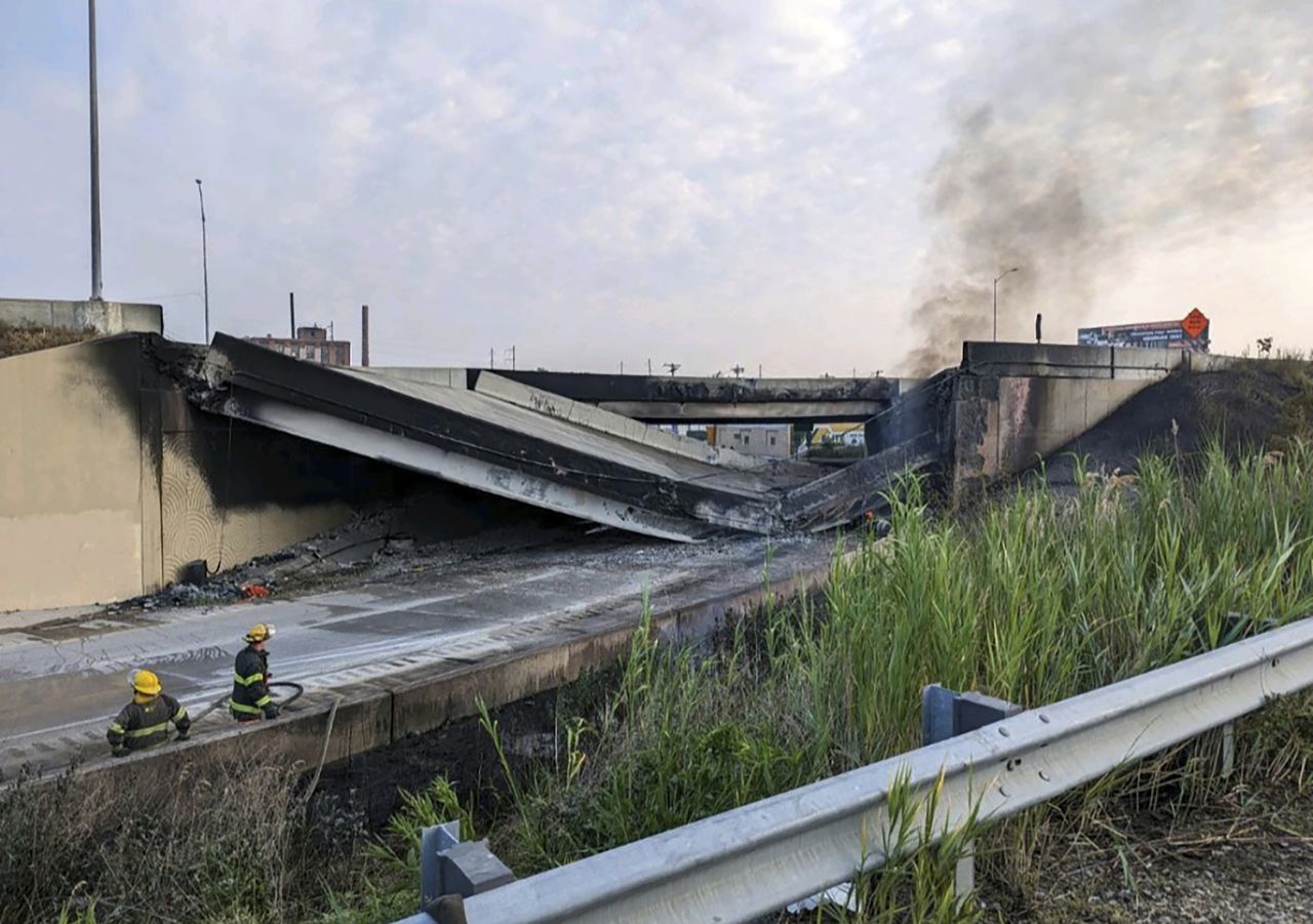 Portion of I-95 in Philadelphia collapses after tanker truck fire