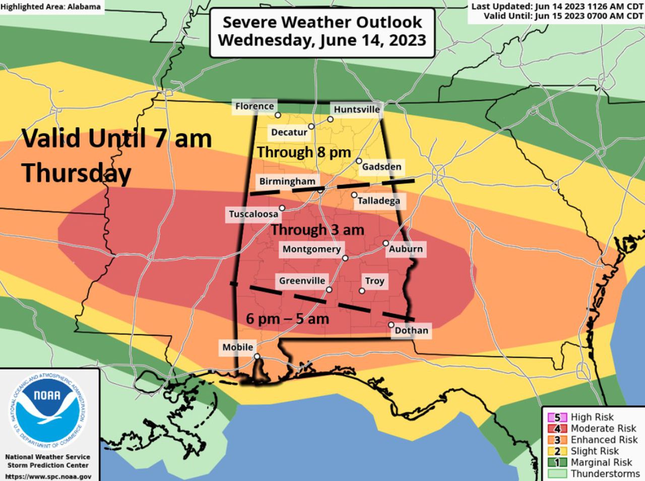 Severe weather in Alabama Thursday: What time will storms arrive where I live?