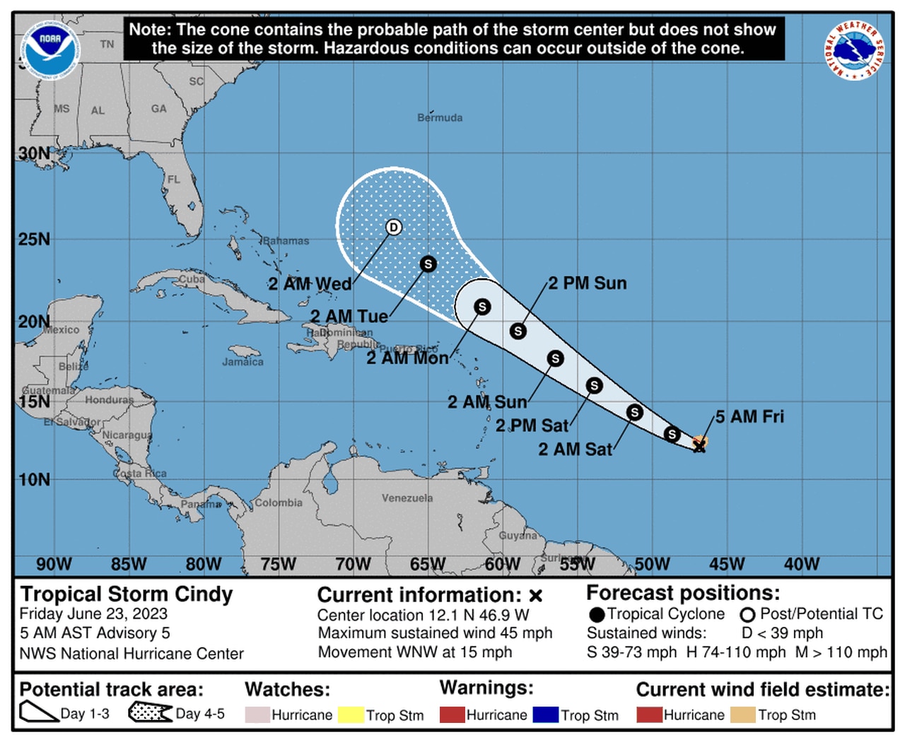 Tropical Storm Cindy track 4 a.m. Friday