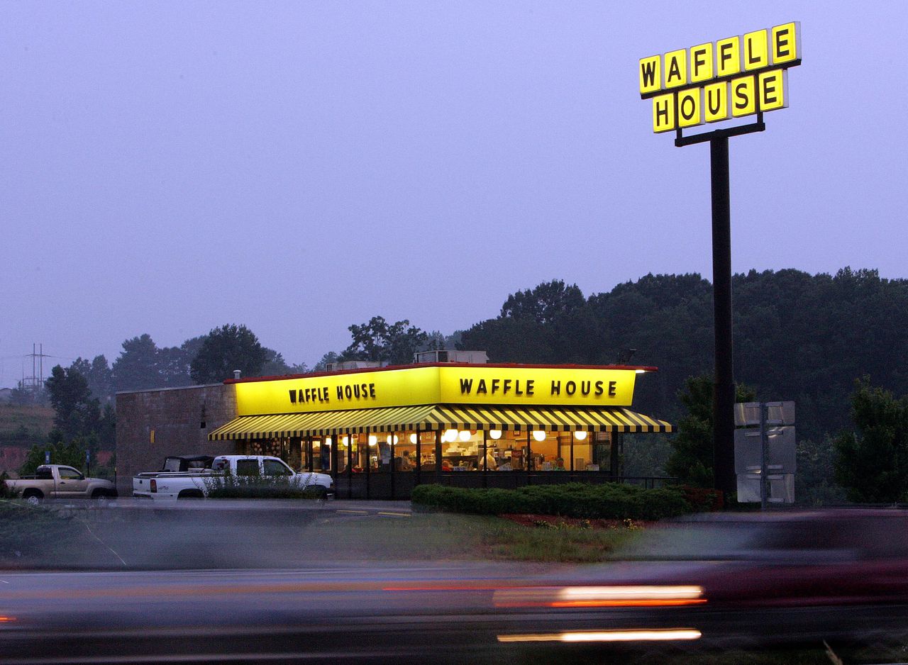 Watch Donald Trump visit a Georgia Waffle House with Marjorie Taylor Greene