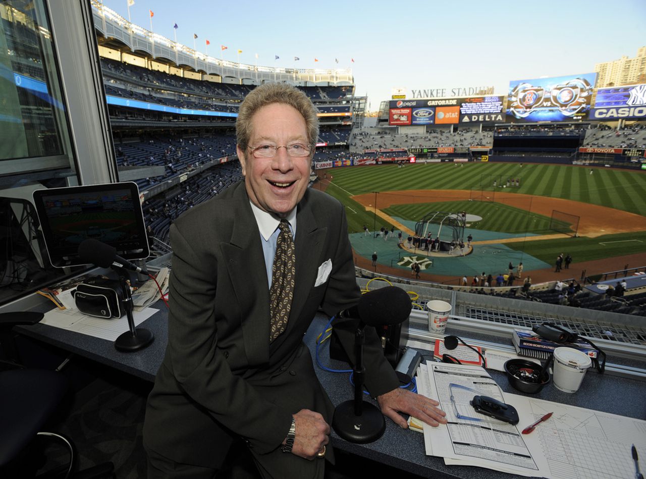 Watch John Sterling, Yankees broadcaster, go viral, hit by foul ball, continue call of game