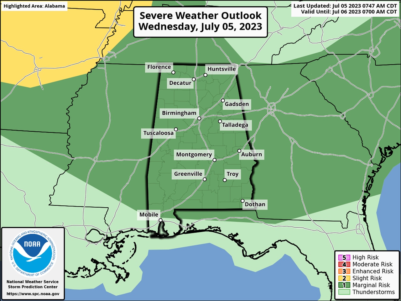 A few strong storms possible again today in Alabama