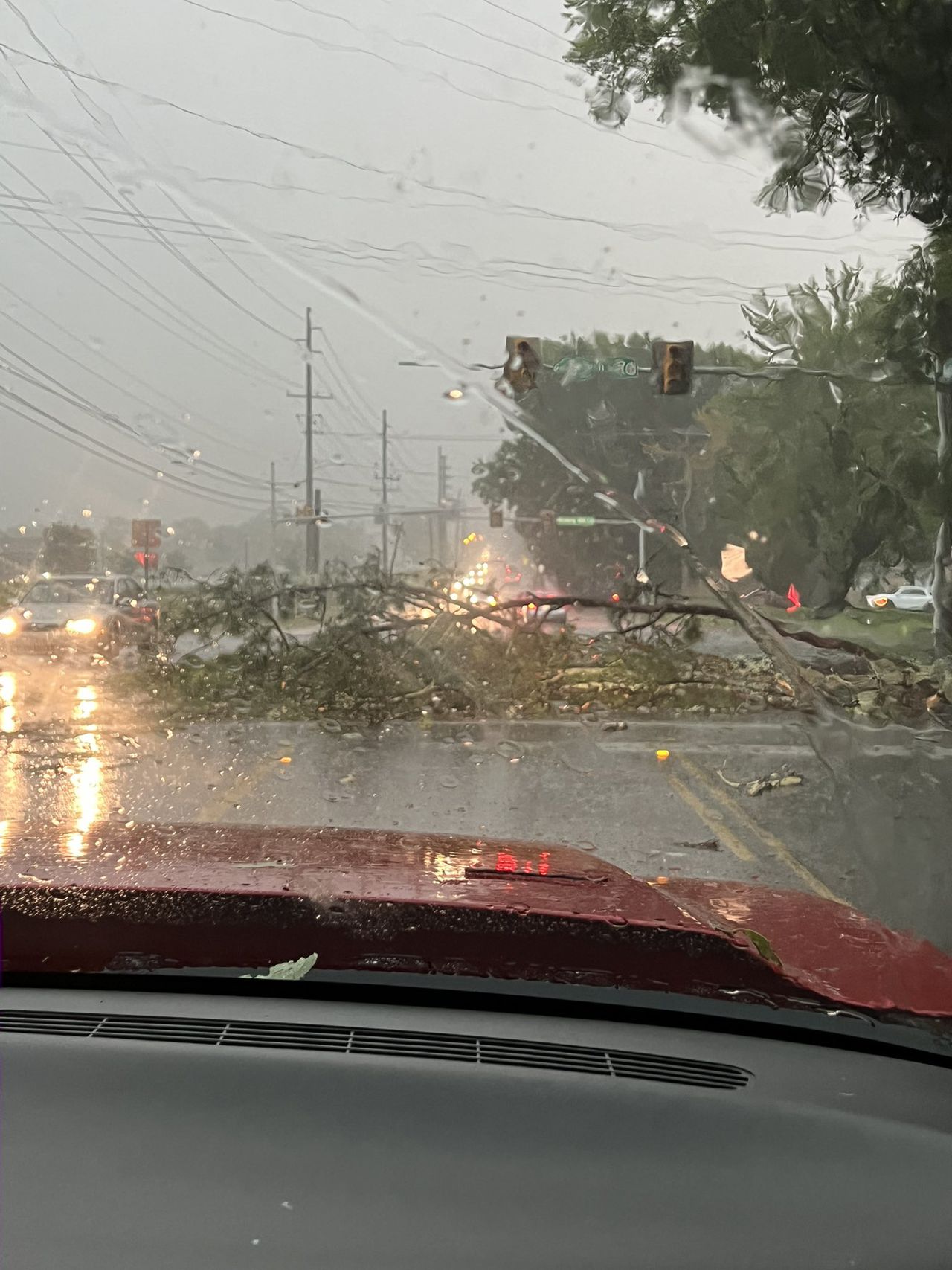 Alabama storm damage photos: Traffic lights knocked out in Huntsville, trampoline tumbles in the wind