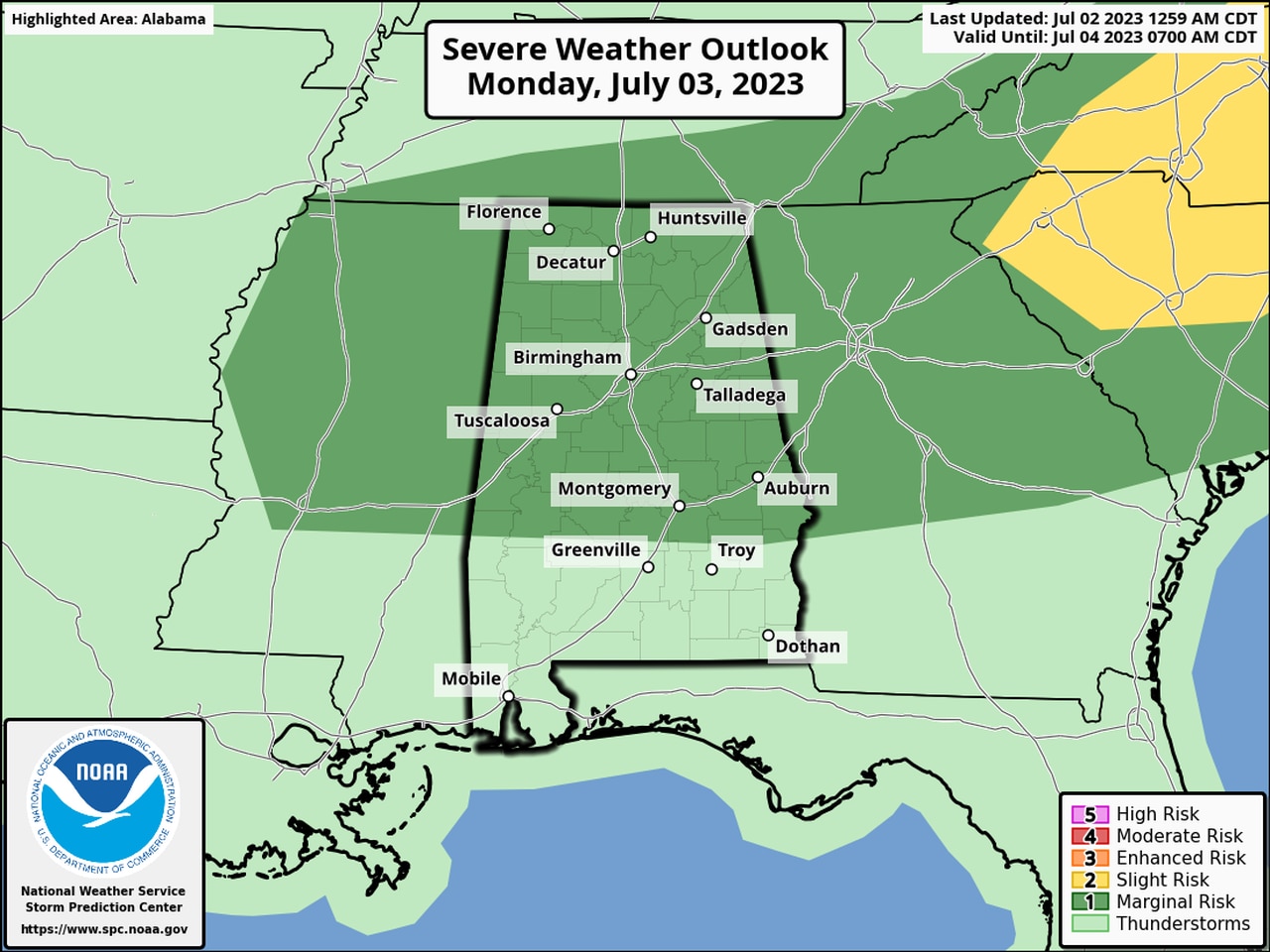 Another round of storms possible in Alabama Sunday