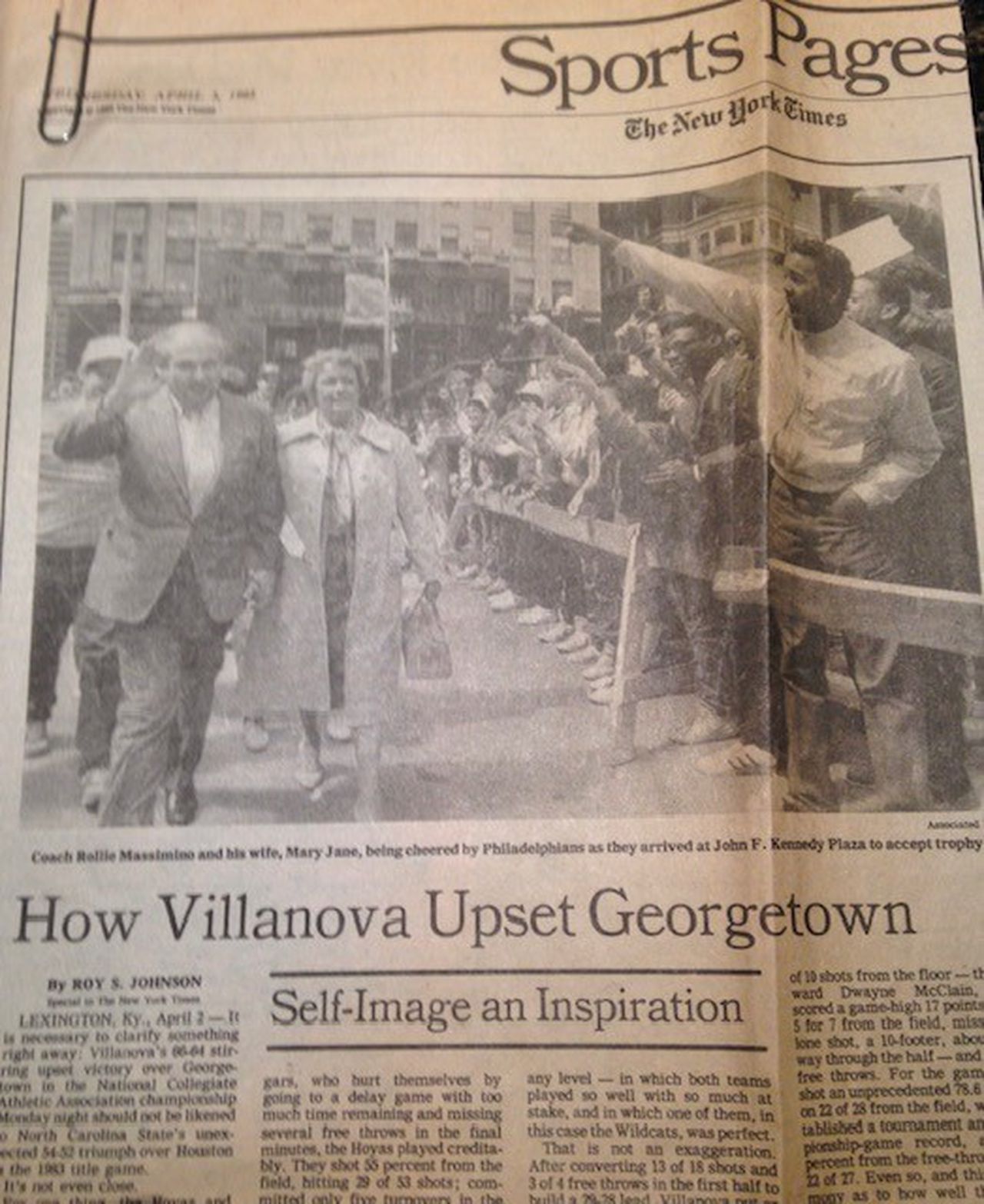 Roy S. Johnson at NY Times (Villanova vs Georgetown)