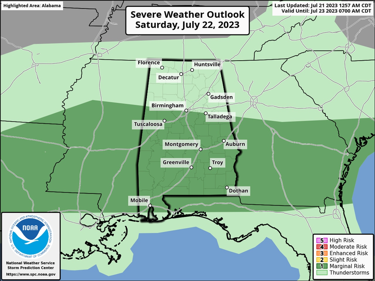 Severe storms, flooding possible in Alabama on Friday