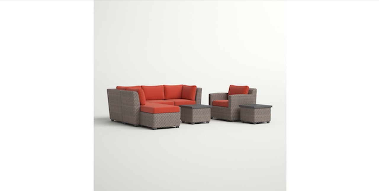 Oppelo 8 Piece Sectional Seating Group with Cushions and Optional Sunbrella Performance Fabric