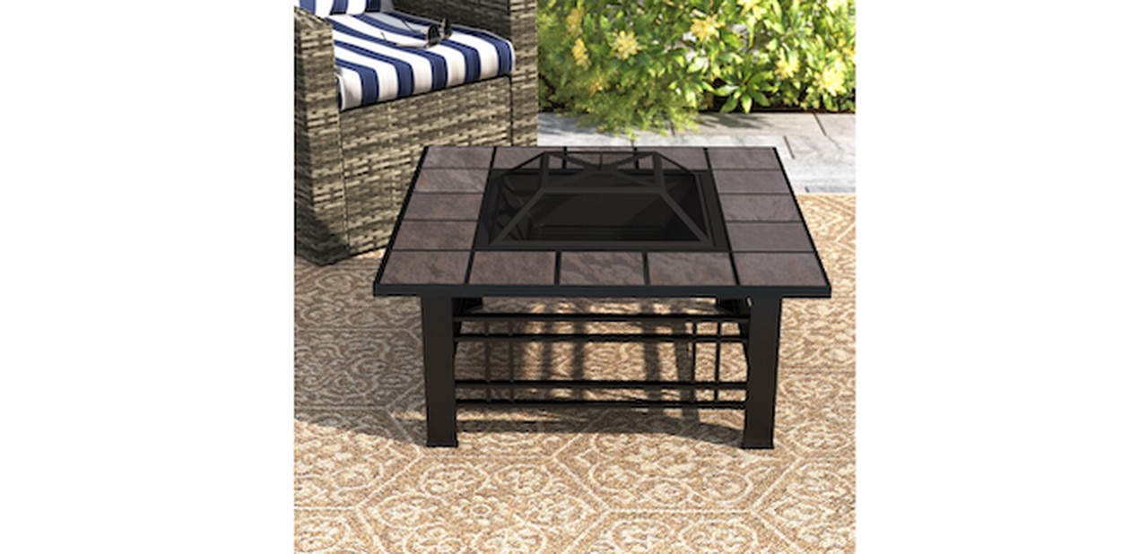 Kully 32″ W Steel Wood Burning Outdoor Fire Pit Table