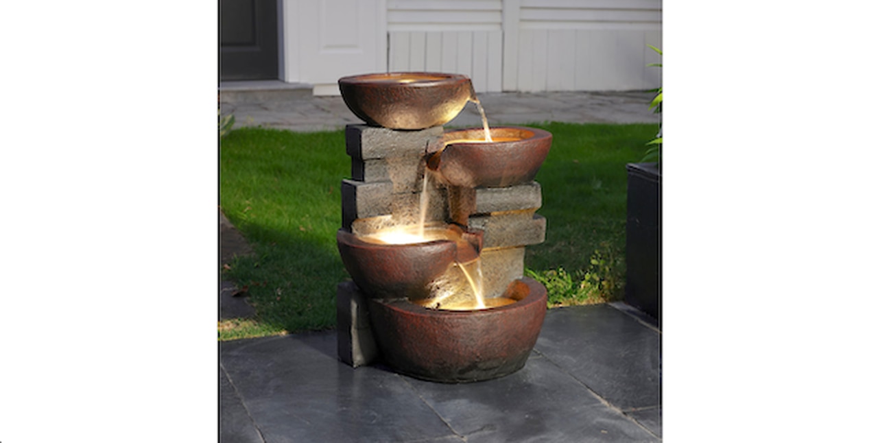 Burnet Weather Resistant Floor Fountain with Light