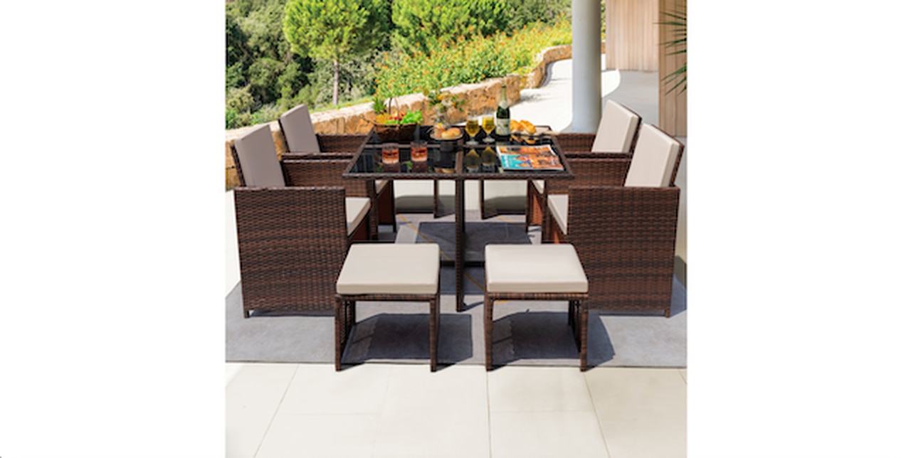 Angelos Rectangular 8 - Person Outdoor Dining Set with Cushions