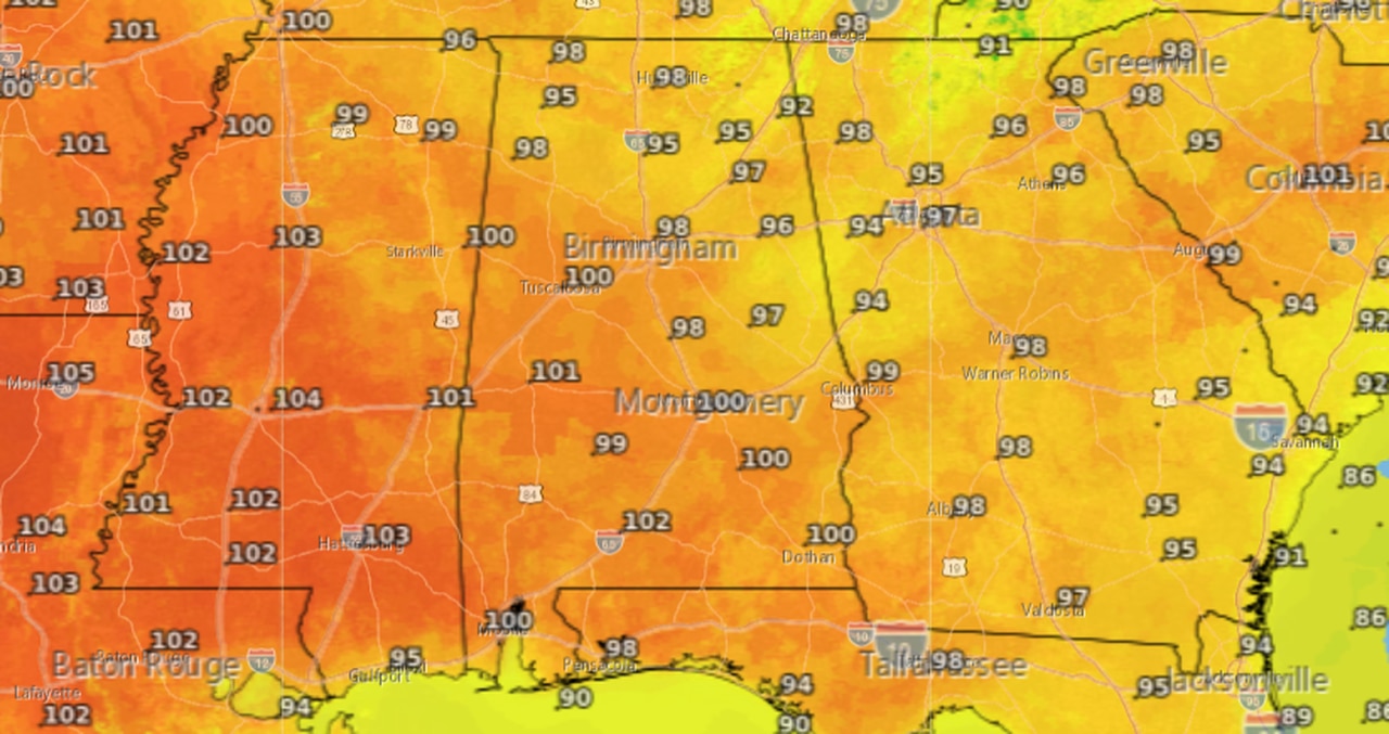 All of Alabama under heat warnings or advisories today