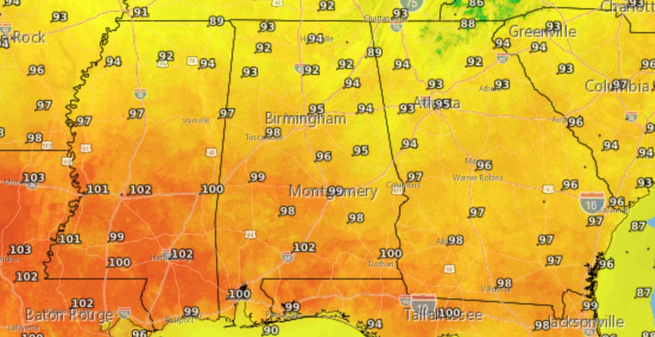 Broiling hot in Alabama today; heat index may hit 117