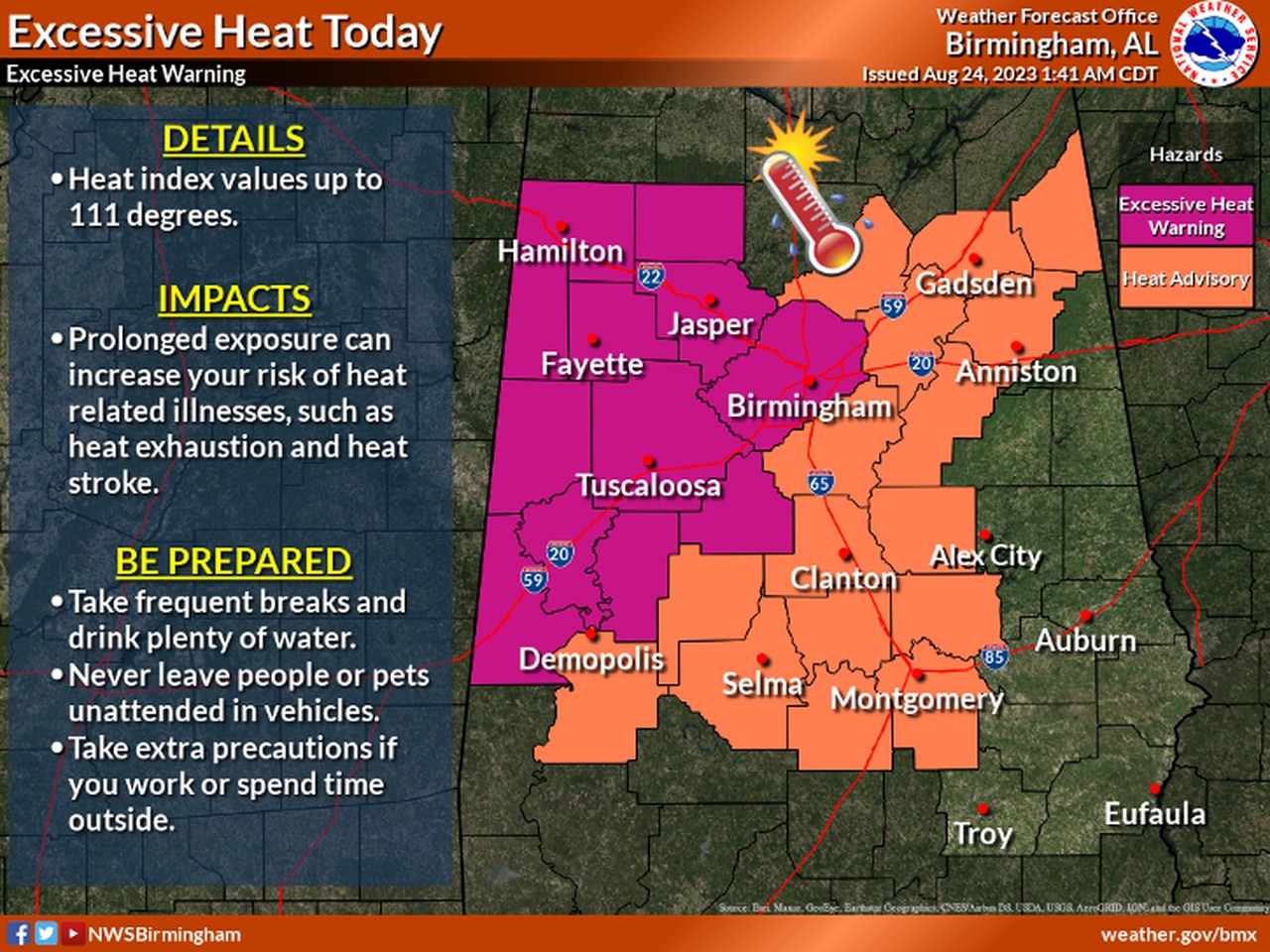 Central Alabama advisories