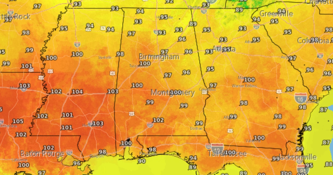 Excessive heat warnings for most of Alabama on Sunday