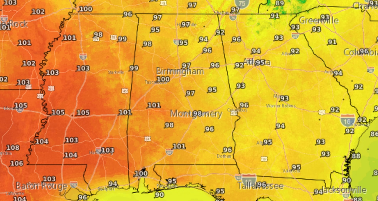 Mobile hits 103 degrees, just shy of all-time record