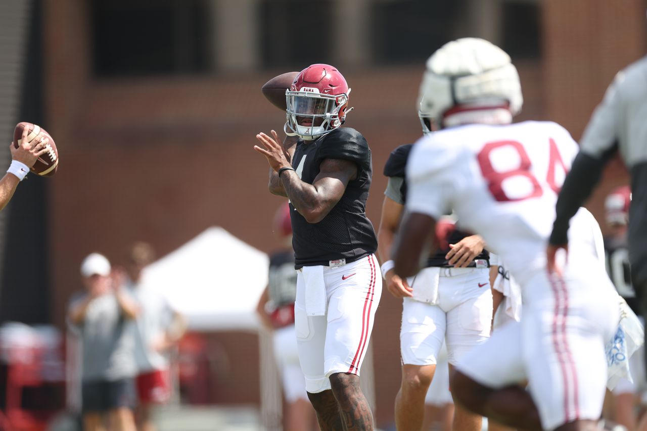 Nick Saban talks Alabama football's quarterback situation before opener