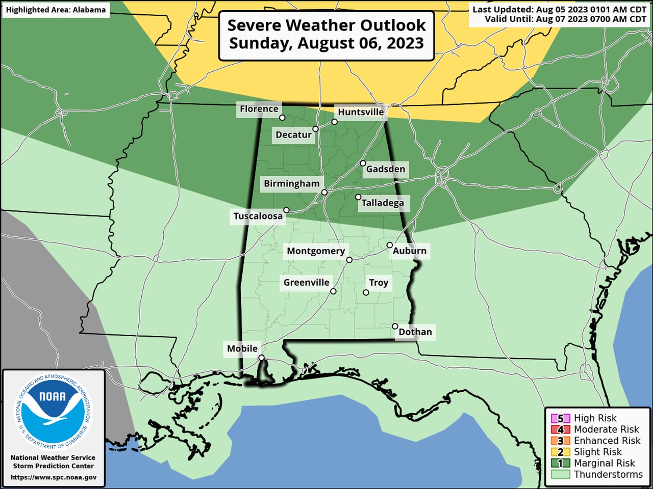 Severe storms possible in Alabama next few days