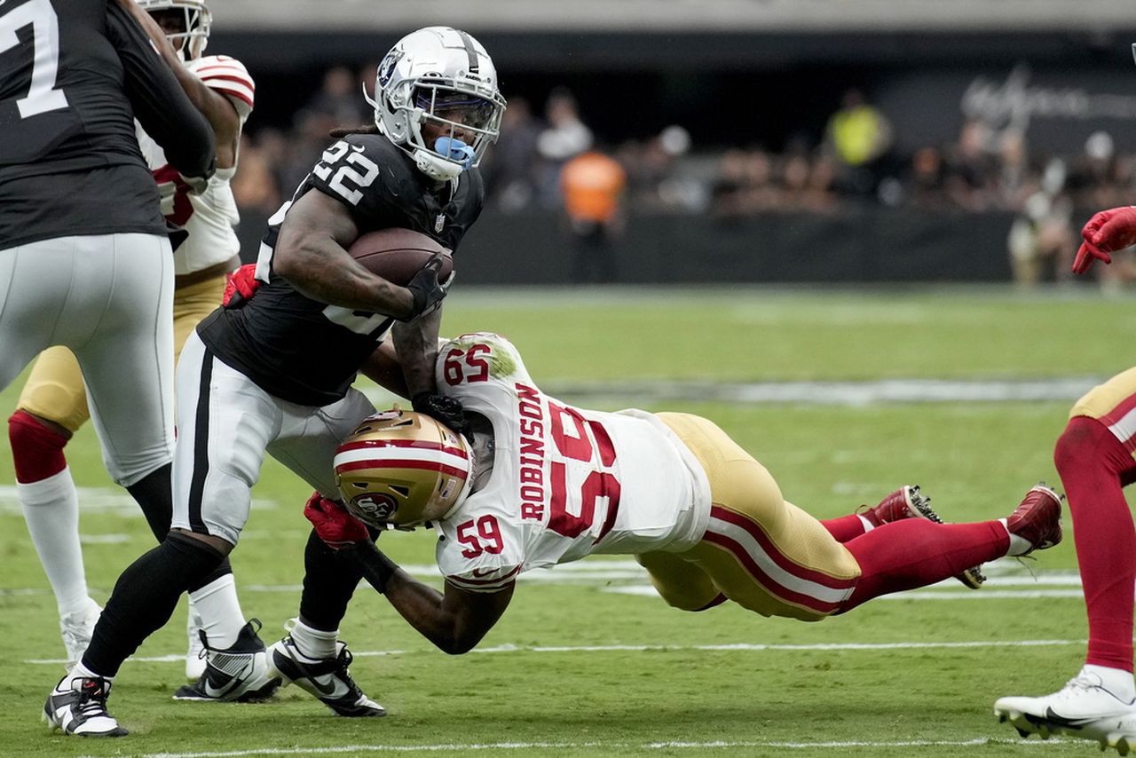 Las Vegas Raiders running back Ameer Abdullah carries the football