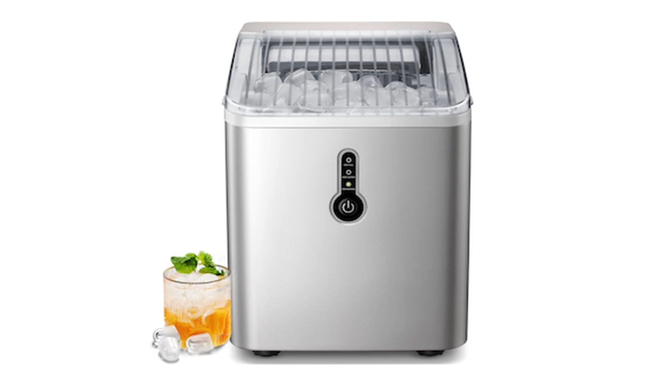 ZAFRO Ice Maker Countertop, Silver & White