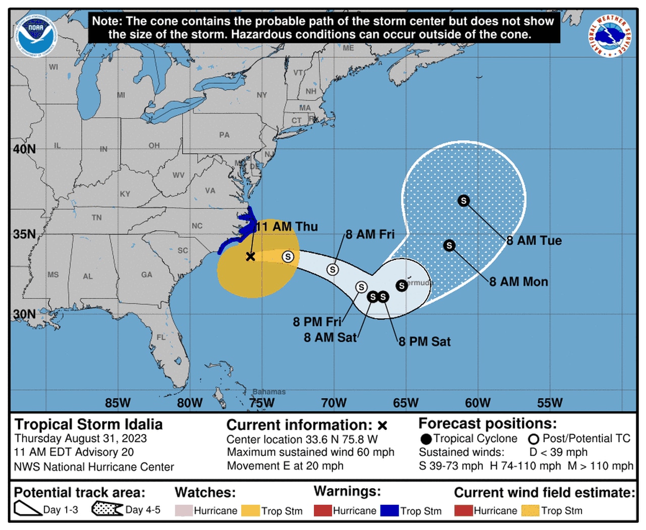 Tropical Storm Idalia moves away from US