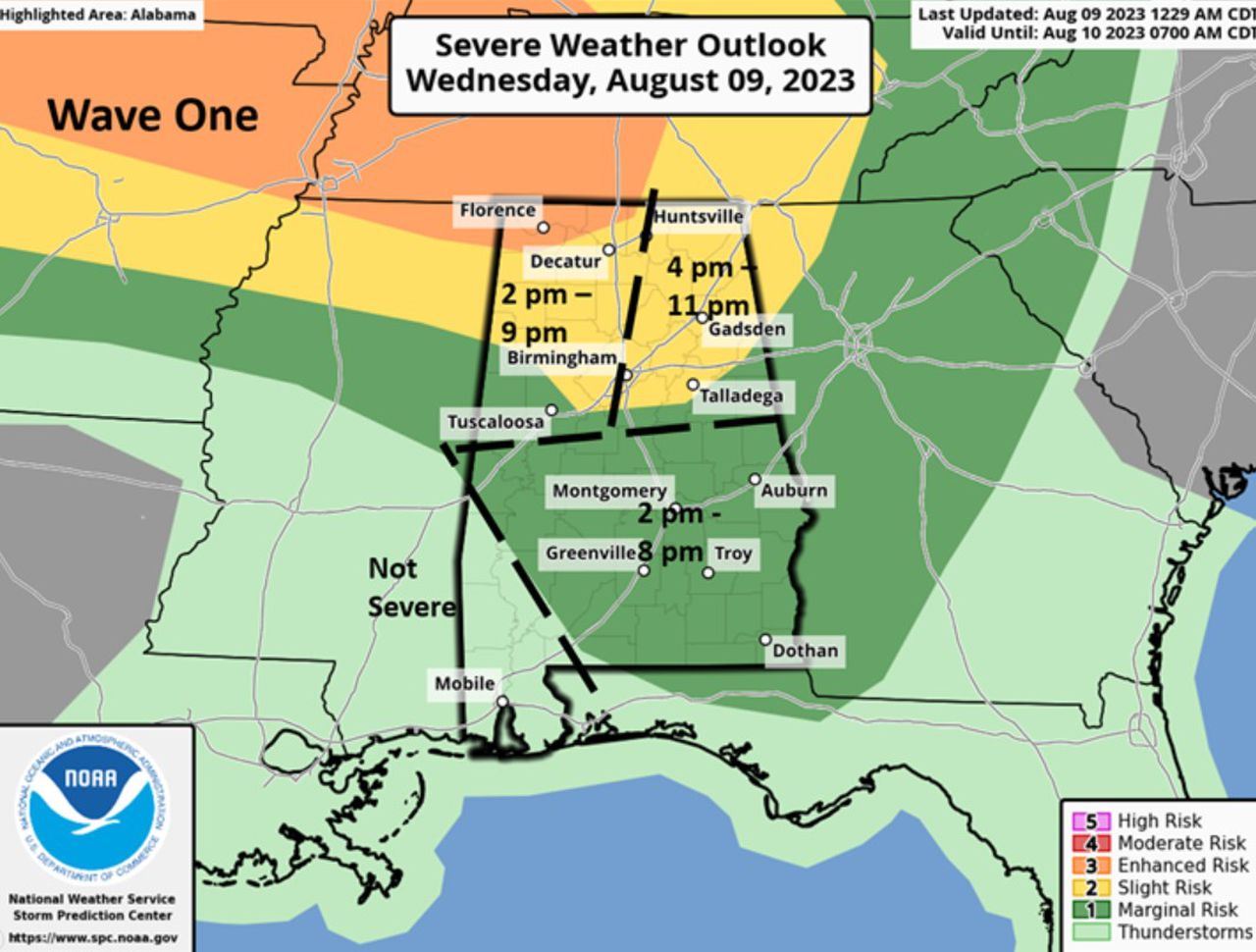 Two waves of severe weather possible in Alabama today: When will storms start where I live?