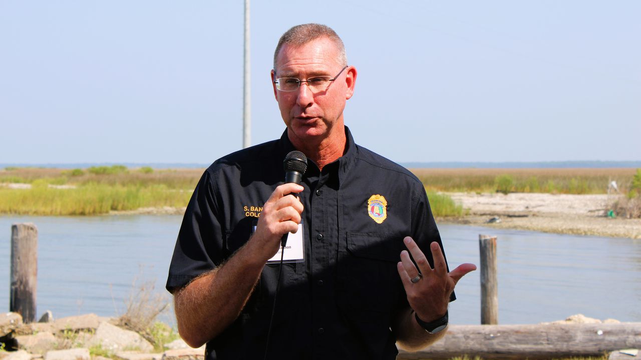 Backers gathered on Aug. 23, 2023 to celebrate an oyster restoration effort spearheaded by the Alabama Wildlife Federation.