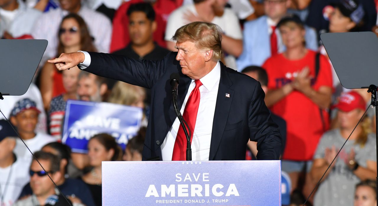 Trump delivers remarks at a major rally in Alabama