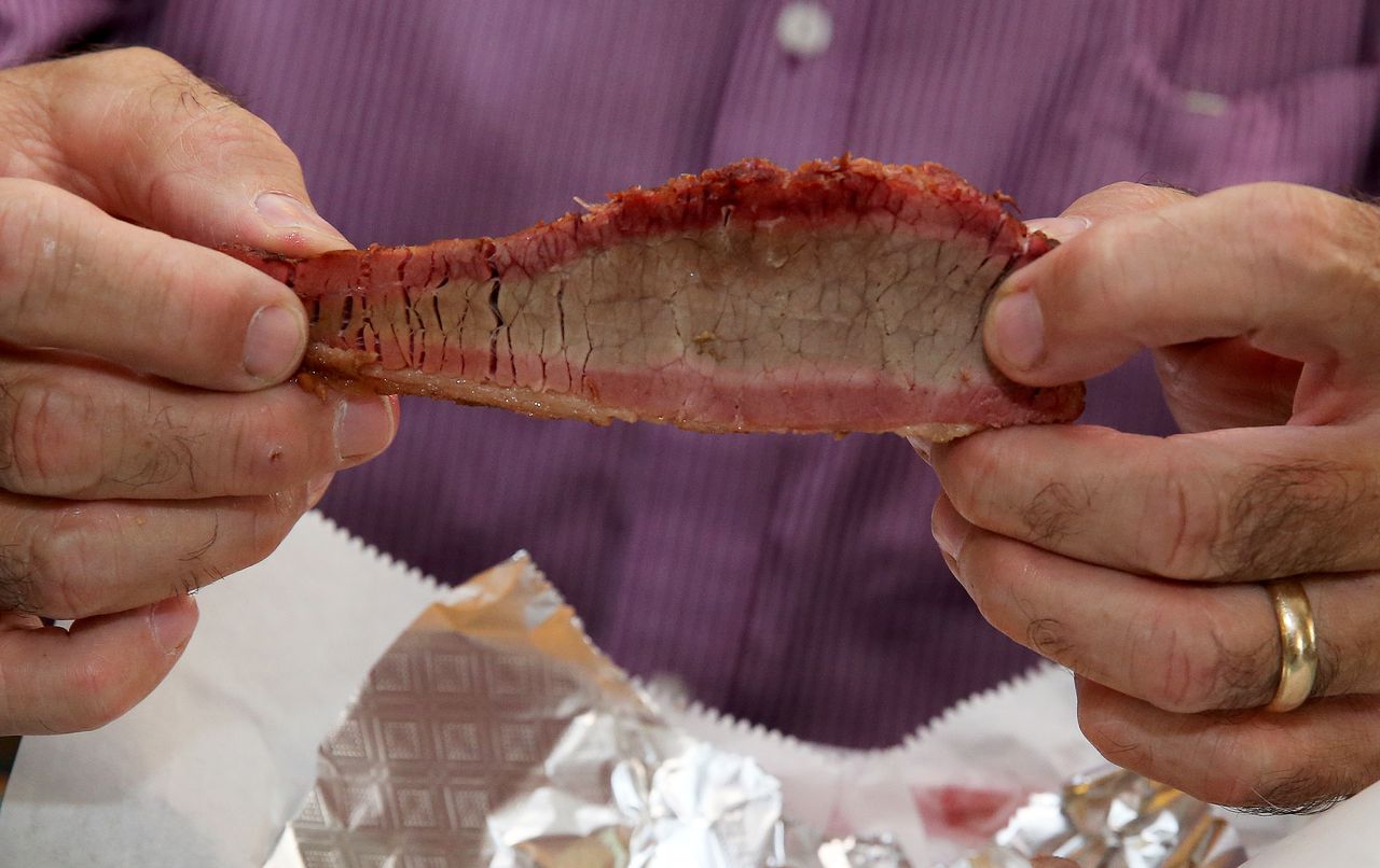 Check out the smoke ring on a slice of brisket at Cotton State BBQ, and enjoy AL.com's picks for the 5 best barbecue restaurants in Mobile. (Mike Brantley/mbrantley@al.com)