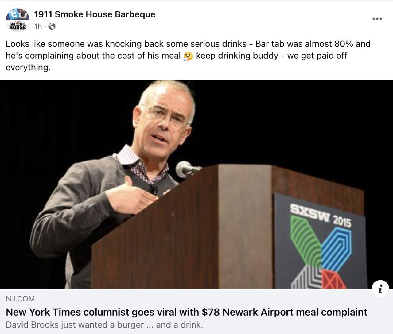 Conservative columnist David Brooks: $78 airport meal âwhy Americans think the economy is terribleâ