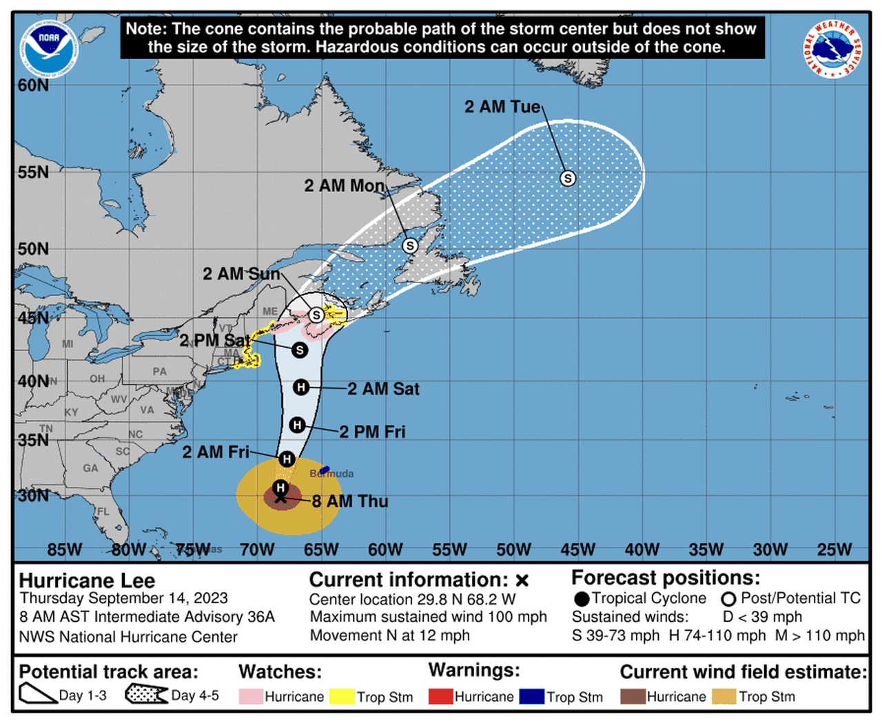 Hurricane Lee path takes storm toward New England