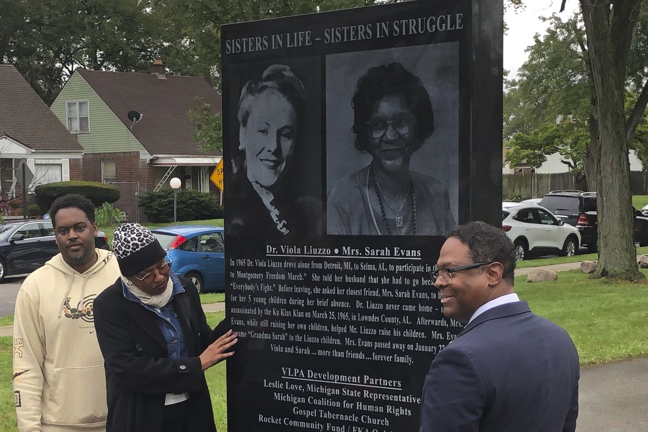 Monument to Viola Liuzzo, murdered while driving 1965 Selma-to-Montgomery marchers, unveiled in Detroit