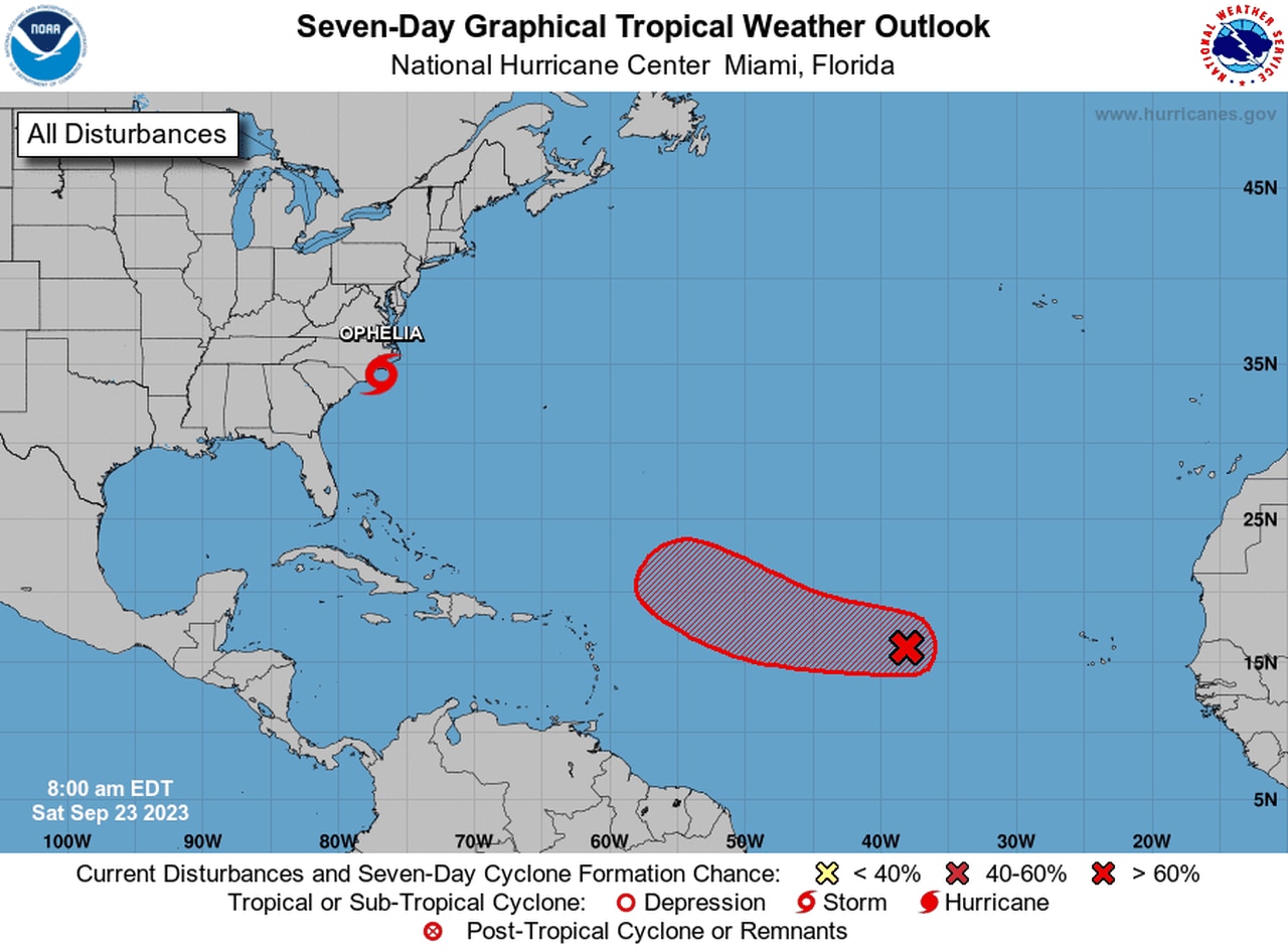 Tropical Storm Ophelia makes landfall in North Carolina