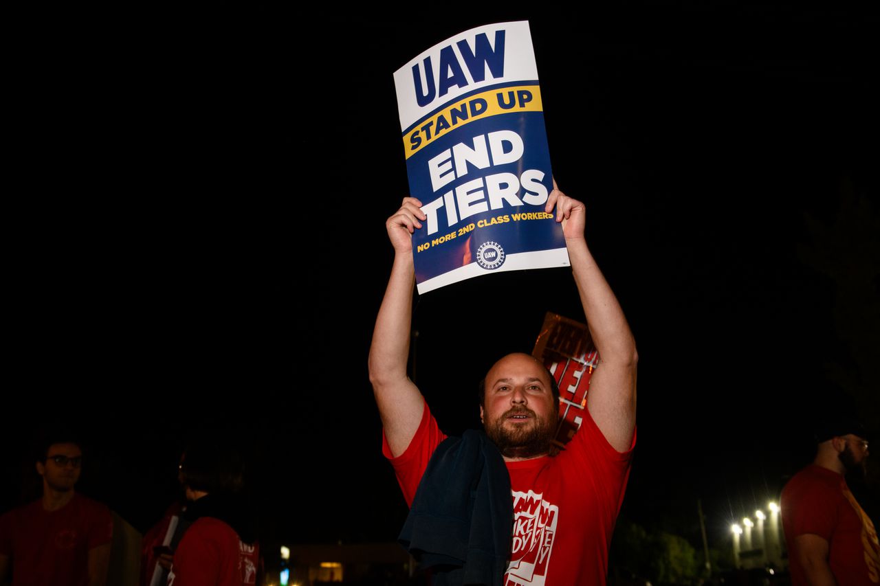 UAW strikes all 3 Detroit automakers at once for first time