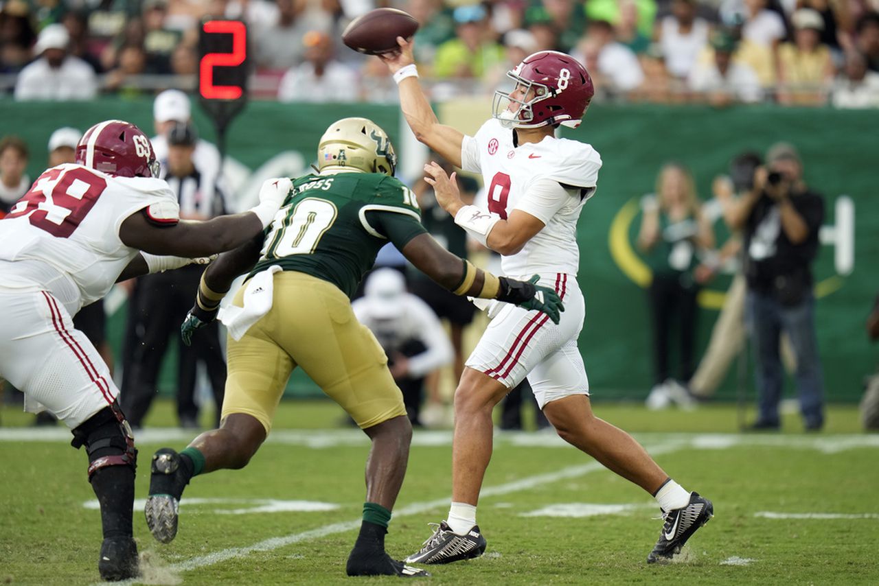 Watch animated Nick Saban angry with officials after Alabama lightning delay