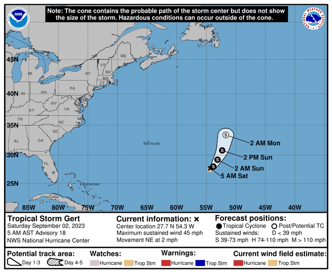 Tropical Storm Gert track