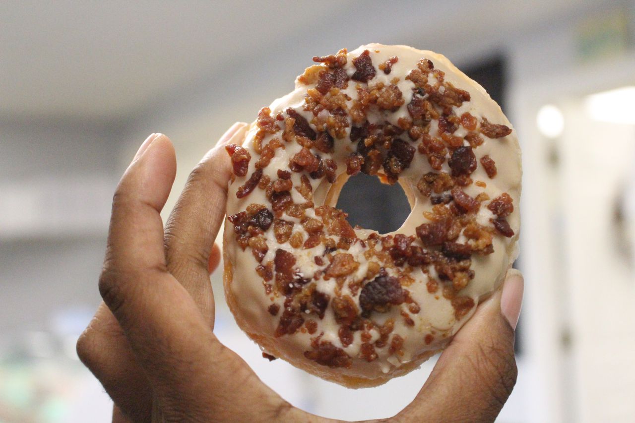 A maple bacon doughnut from Fultondale Bakery