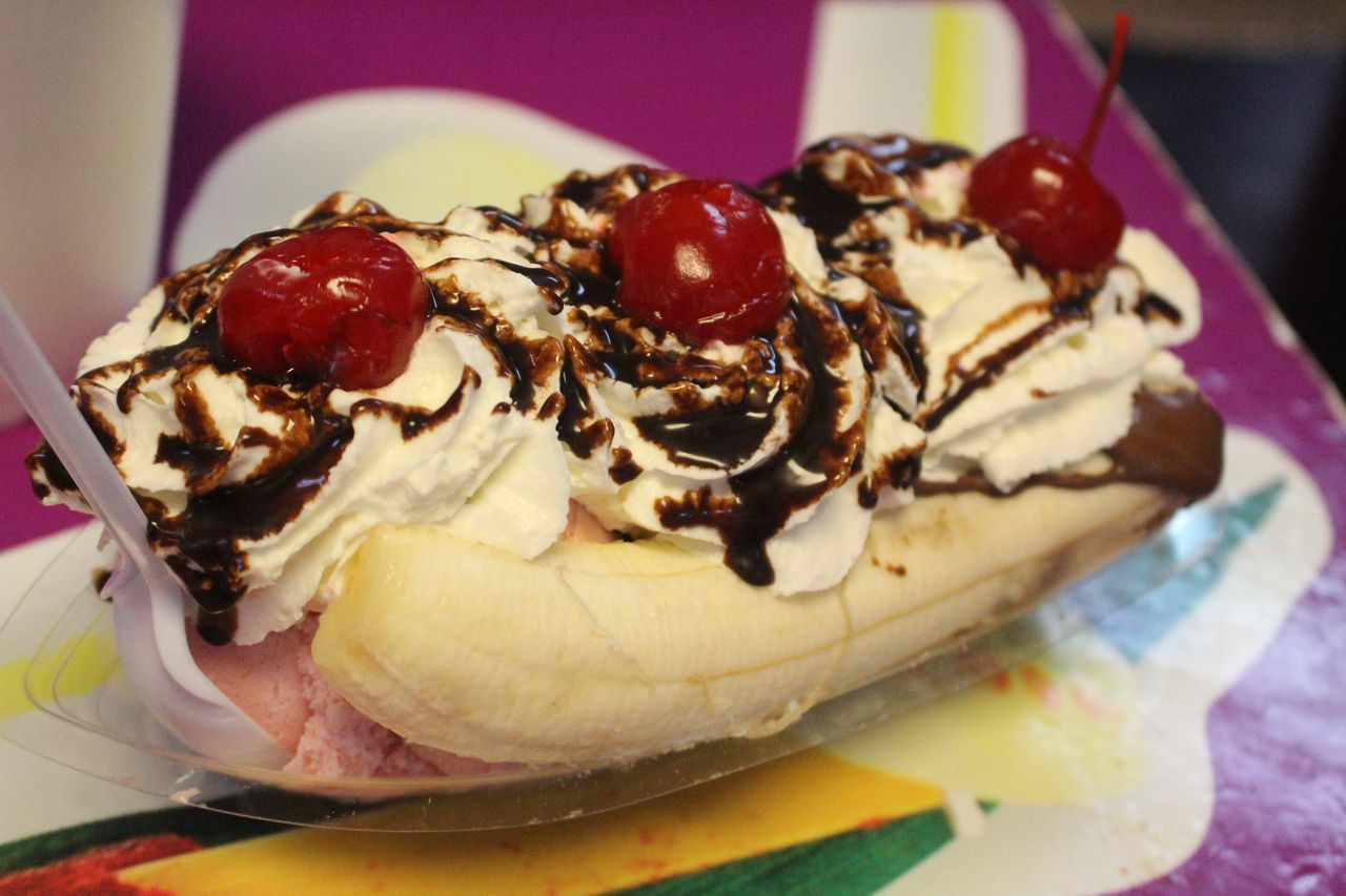 A banana split at La Sabrosita Ice Cream Shop