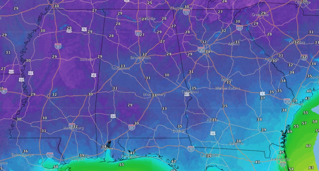 Thursday morning lows