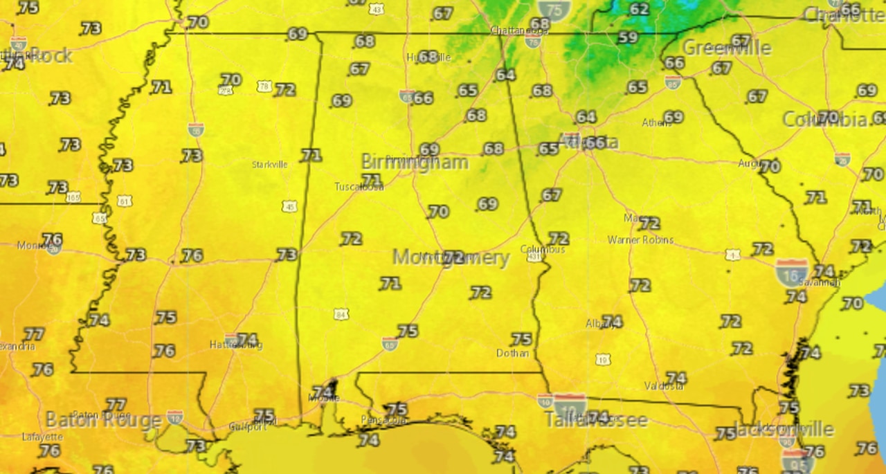 How cold did it get across Alabama last night?