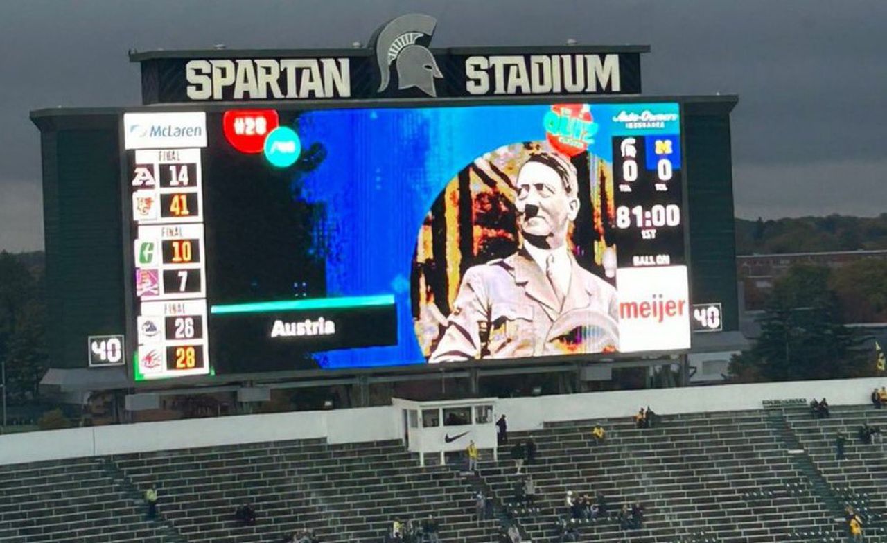 Michigan State broadcasts picture of Hitler on scoreboard during Michigan game