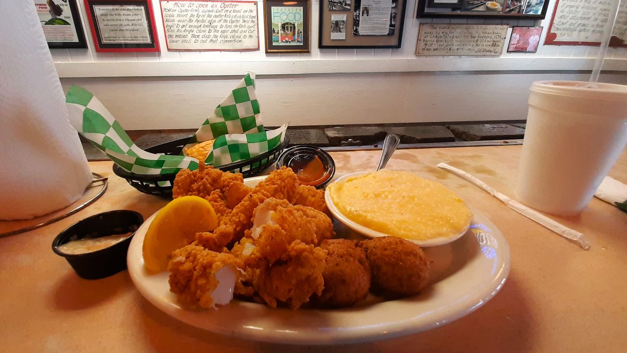 The fried catfish dinner at Wintzell's Oyster House in downtown Mobile.
