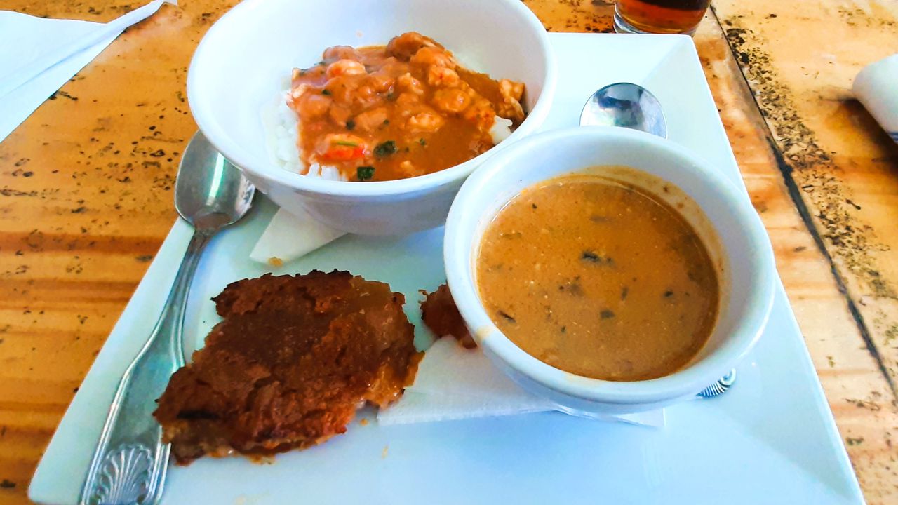 Lunch at The Noble South: A bowl of crawfish etouffee, one of the dishes featured in "Diners, Drive-Ins and Dives" segment on the show