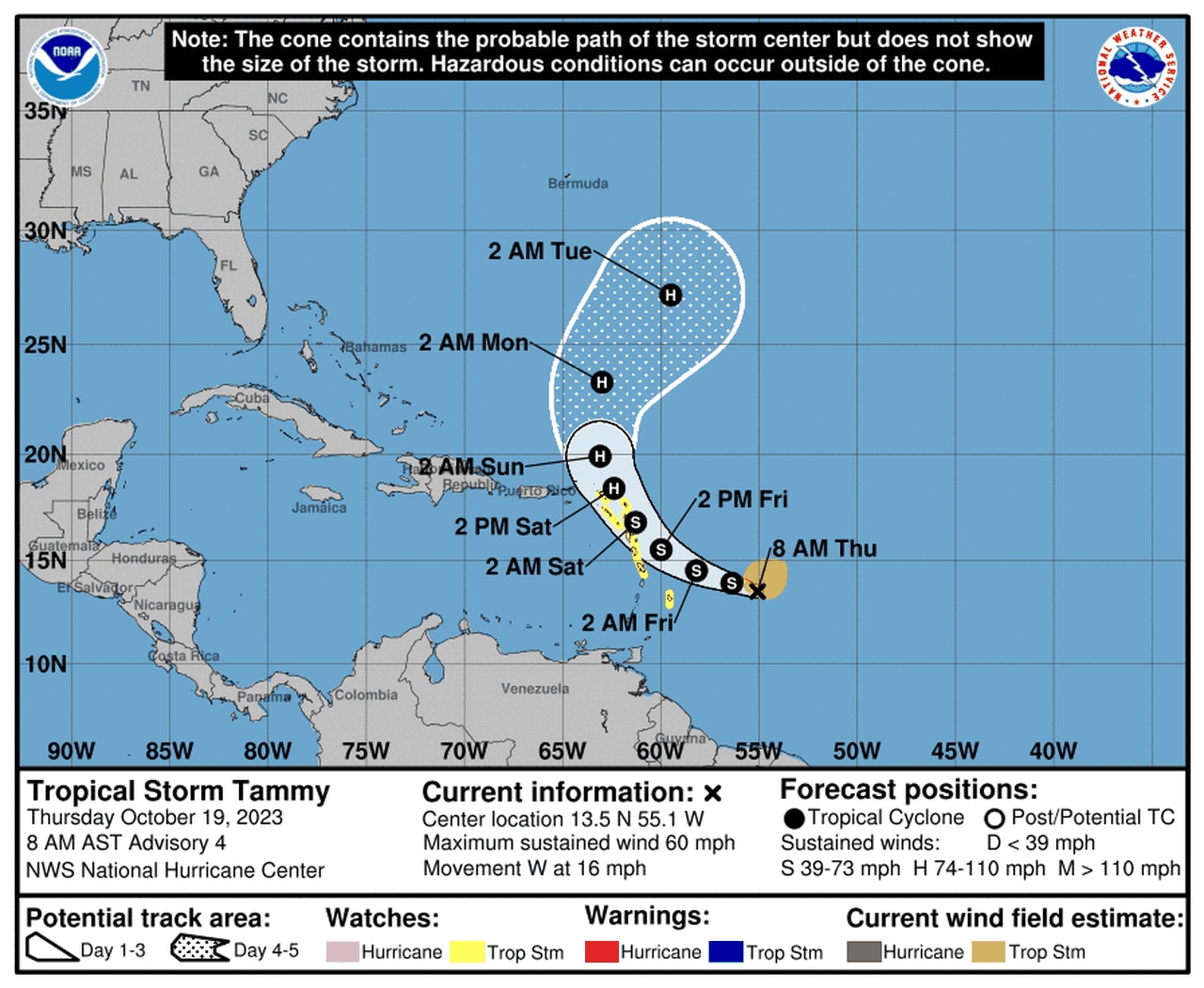 Tropical Storm Tammy strengthens on path toward islands