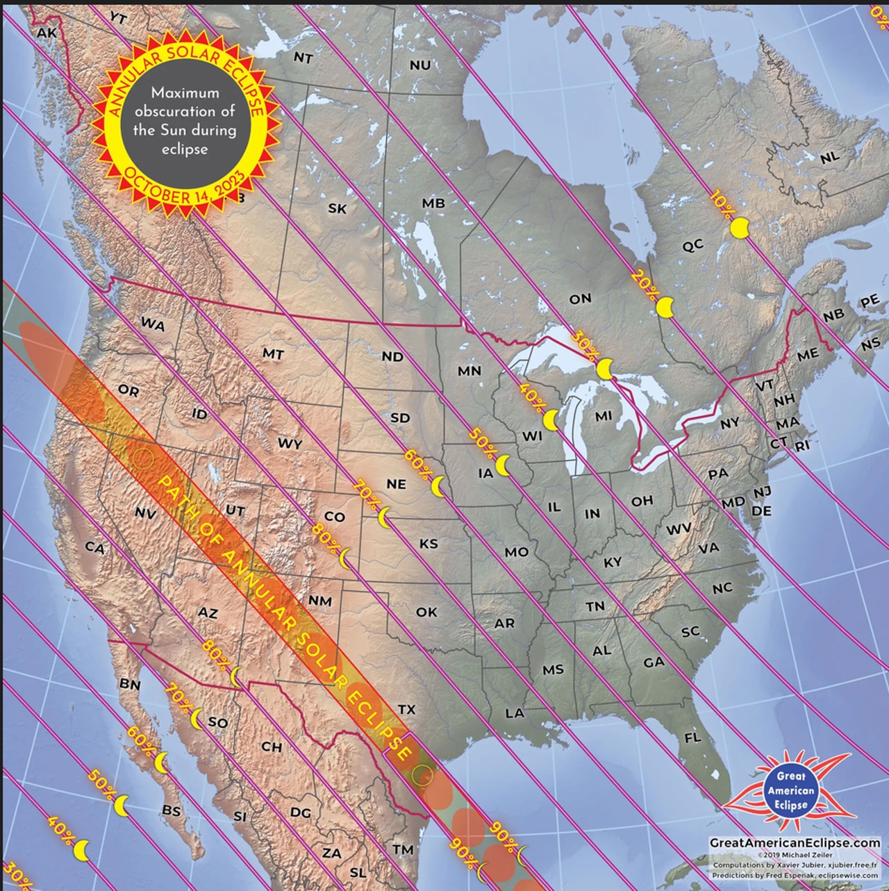 Annular solar eclipse path