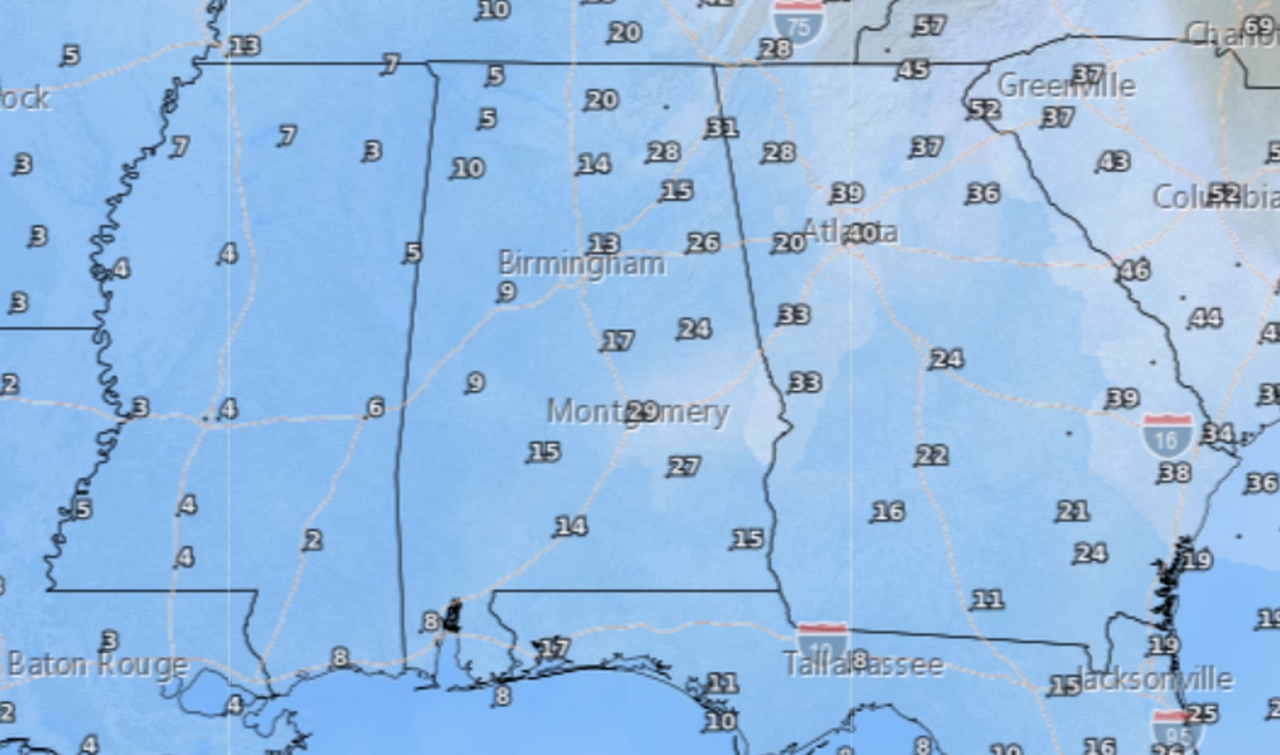 Saturday 1 p.m. sky cover forecast